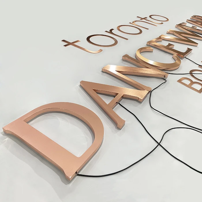 Customizable 3D Channel Letter Outdoor Store Sign Waterproof LED Advertising Signage Rose Gold Metal Office Wall Decoration