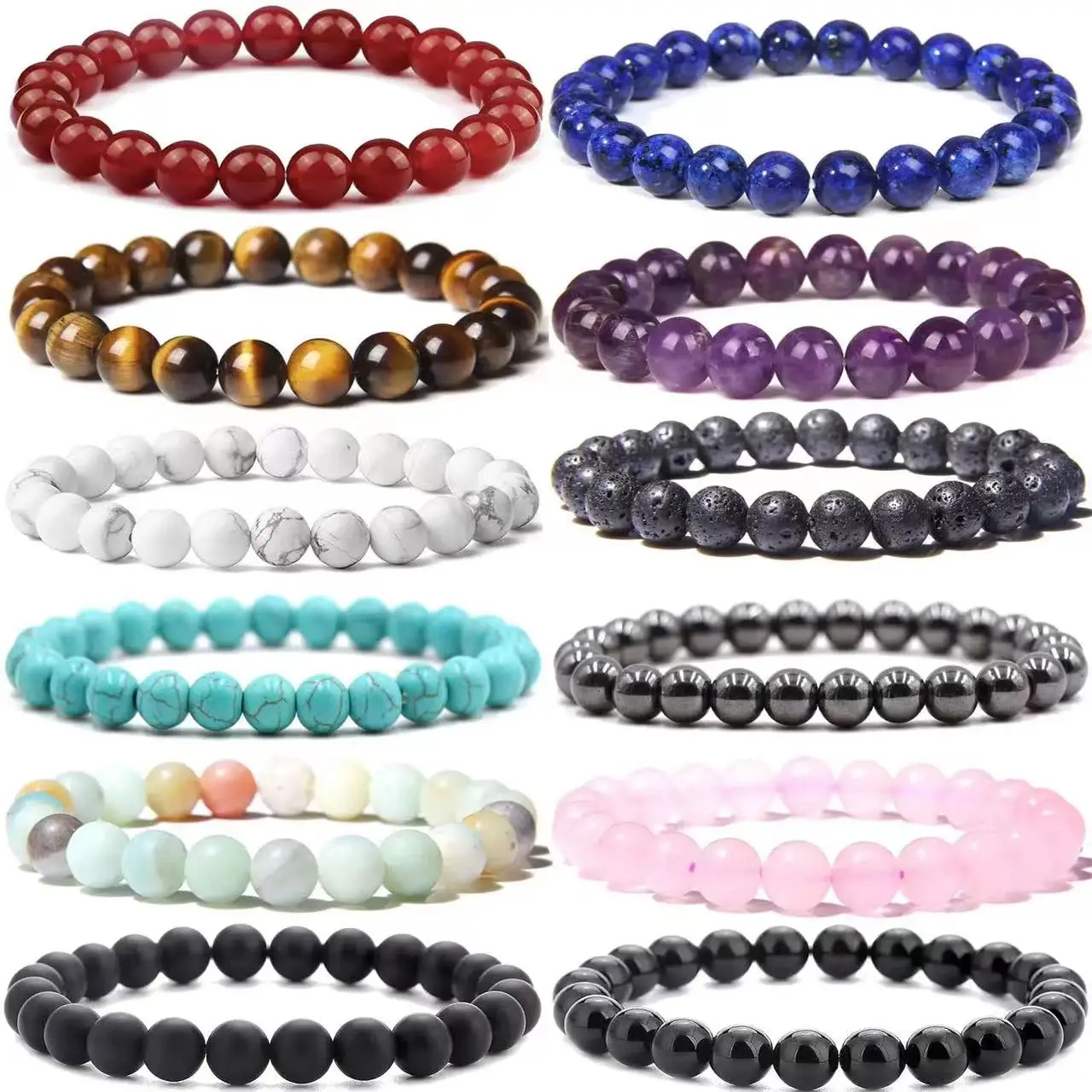 Wholesale Natural Stone Quartz Crystal Beads Bracelets 6mm 8mm 10mm