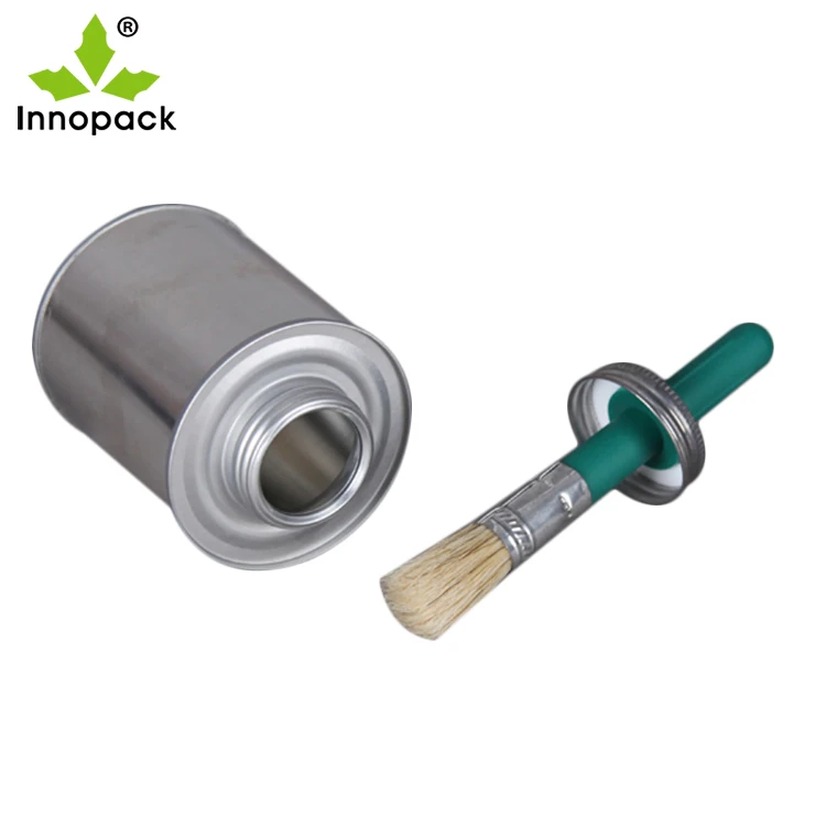 500ml Empty Metal Glue Container with Plastic Lid Brush Container for Horse Hoof