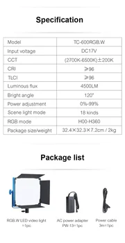 600RGB 50W Nicefoto Professional Wireless Flat RGB LED Video Lighting Studio Camera Photography Panel Lights product image