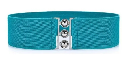 Wide Elastic Waist Belt - Retro Vertical Clasp Buckle display picture 3