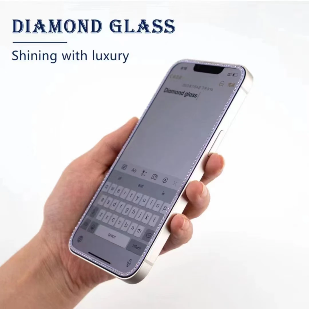 Dimond Screen Protector Luxury Shiny Diamond Tempered Glass for Iphone 17 Diamond Protectores ...