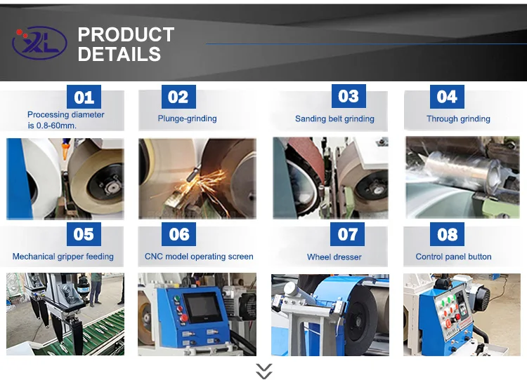 Xieli Machinery Small Diameter Aluminum Tube Cylindrical Grinding New Centerless Grinder Grinding Machine