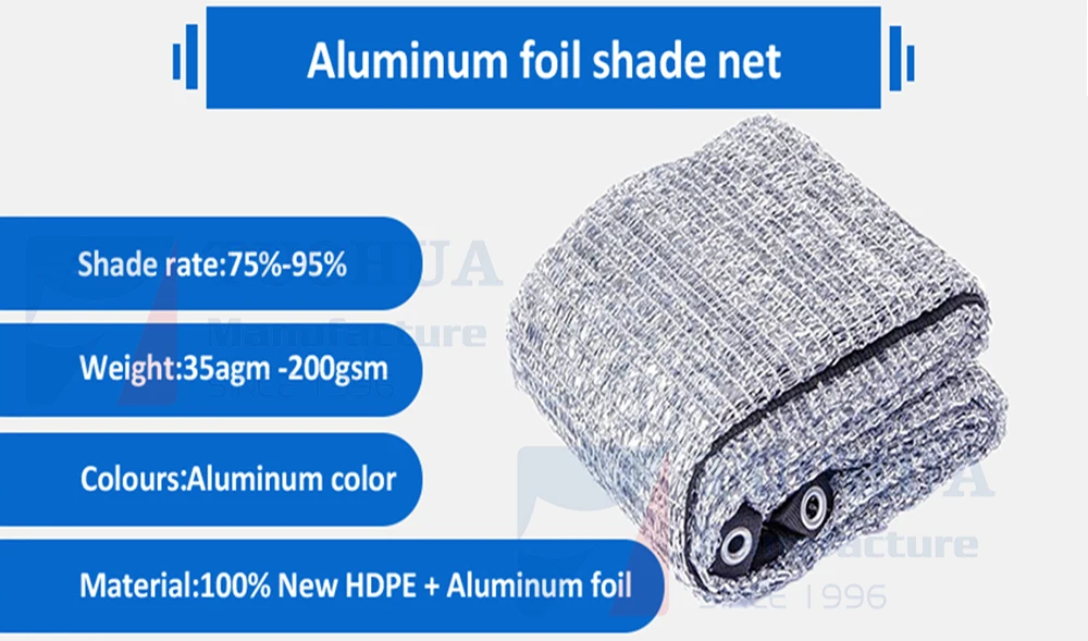10x10 Ft Aluminum Reflective Shade Cloth Tarp - 80% Sun Block, Silver, With Grommets