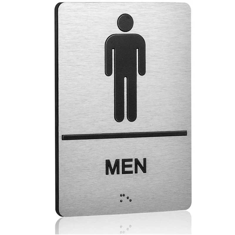 Stock Foreign Trade English Braille Signage MEN WOMEN Restroom Touch Signage for Office Mall