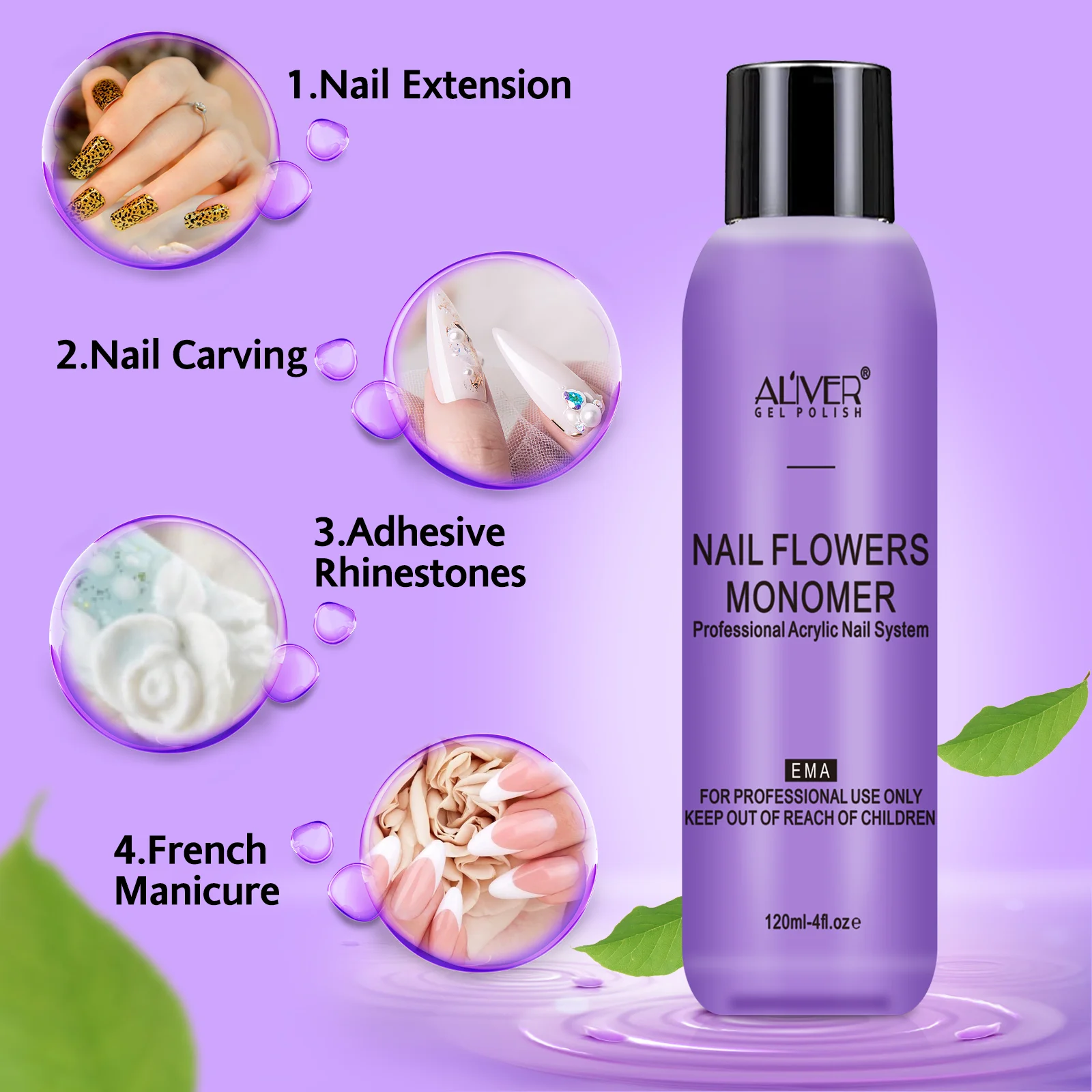 Aliver Private Label 120ml Ema Acrylic Liquid Nail Flowers Monomer