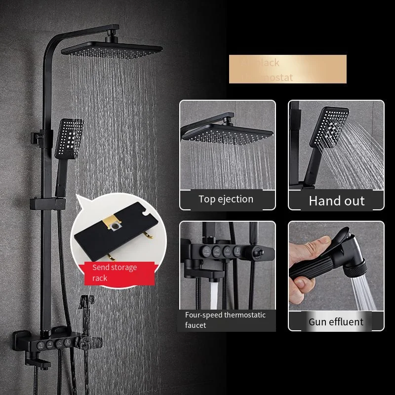 Bath Faucet Shower Sets Body Space Aluminum New Design Bathroom Wall Mounted Whole Black Gold Clear Sale Ceramic Style Time Hand details