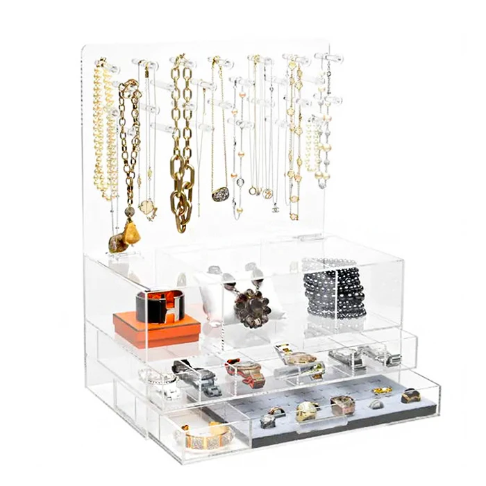 3 Layers Large Acrylic Jewelry Display Box Clear Acrylic Jewelry