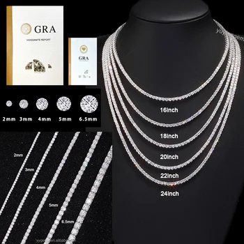 Wuzhou factory price hip hop necklace S925 silver with GRA VVS moissanite cuban link 2mm - 6.5mm moissanite tennis chain jewelry