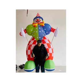 2.5M funny fat clown walk on back inflatable cartoon for carnival high quality human inflatable puppet clown cartoon for sale