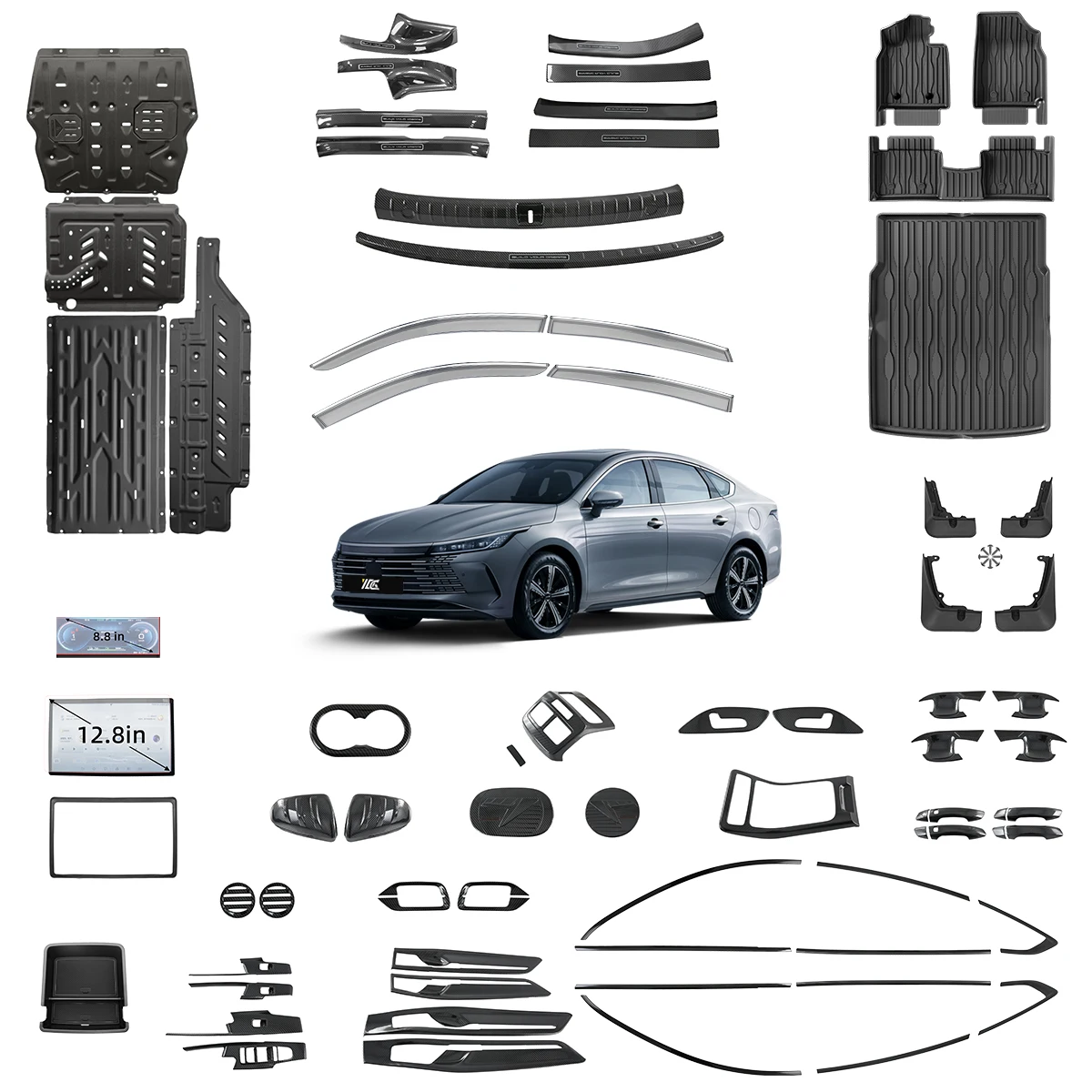 Chazor Interior Accessories Abs Carbon Fiber Pattern Car Central Console Cover  Window Switch Panel Cover for Byd Destroyer 05