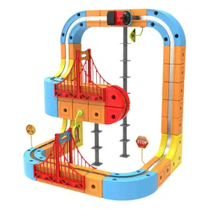 ITTL Kids DIY Assembly Track Car Racing Runway Slot Electronic Train Rail Cube Toy Slot Toys for Kids