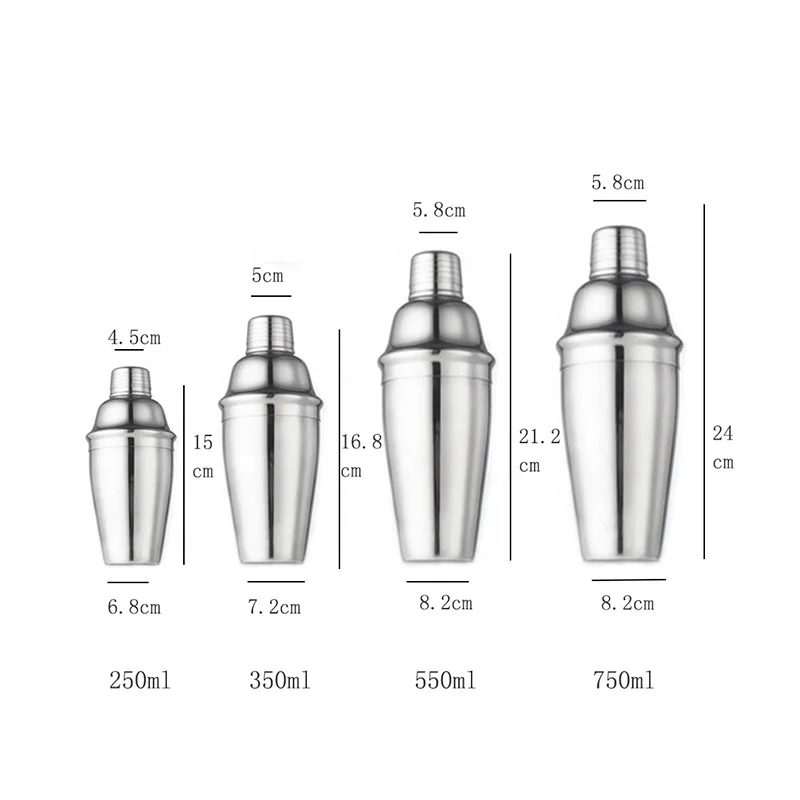 Stainless Steel Mixing Cocktail Shaker Bottle Home Bar Kit Bartender