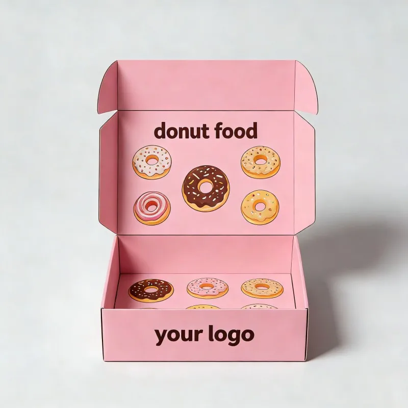 Reusable Personalized Folded Donut Bread Cake Food Paper Box Corrugated Shipping Cookie Boxes Cheap Brownie Bakery Paper Box