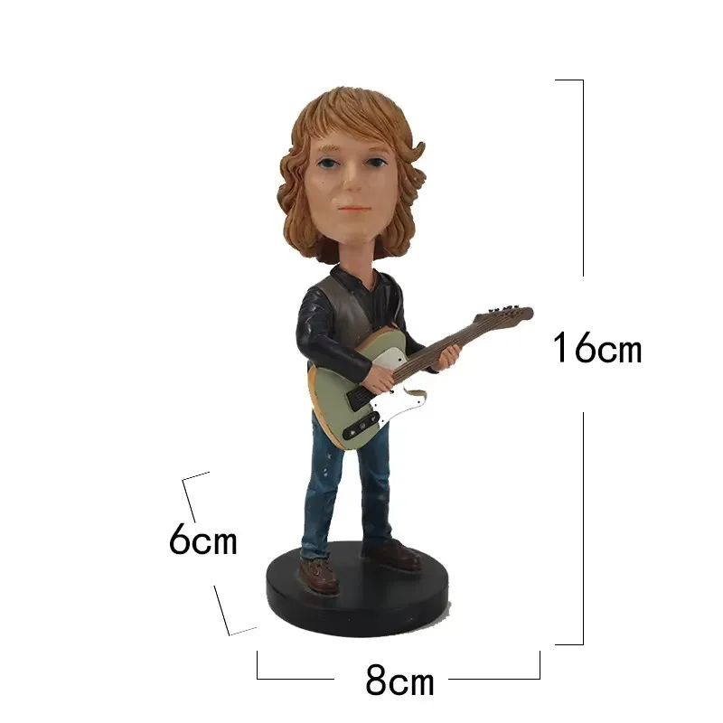 Custom Resin Figure Bobble Head Rock Music Guitar Star Figurine Bobblehead Children's Home Desk Decorative Gift