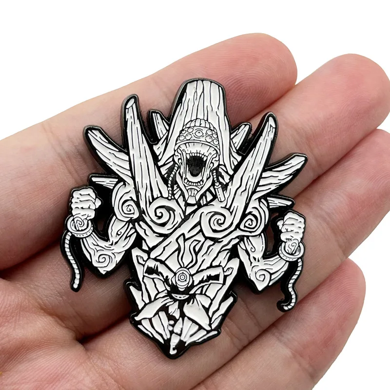 Metal hard enamel pin mechanical robot brooch punk futuristic metal backpack decoration lapel pin custom supplier