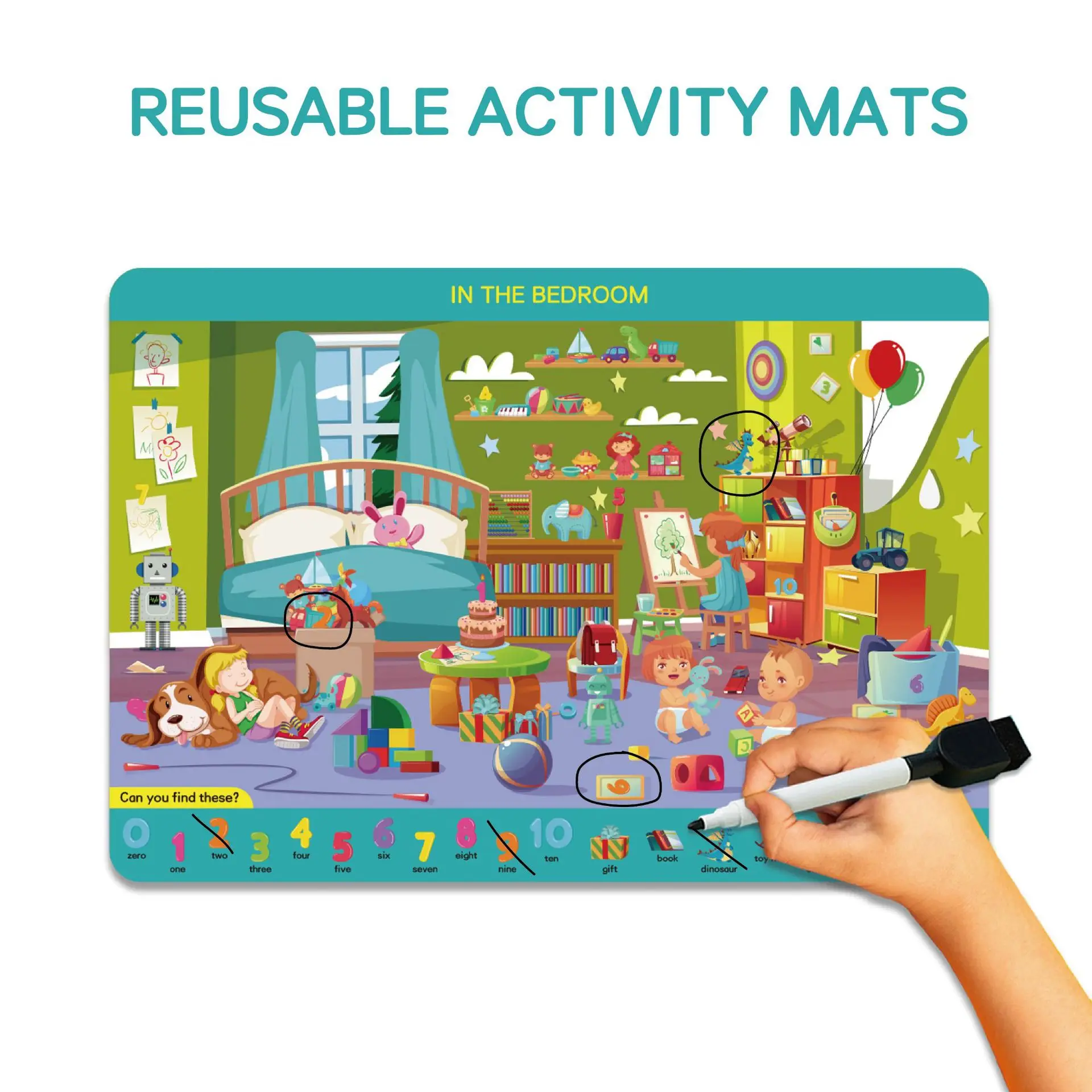 Custom Children's preschool Learning Education Search and find cards reusable activity pad toy book supplier