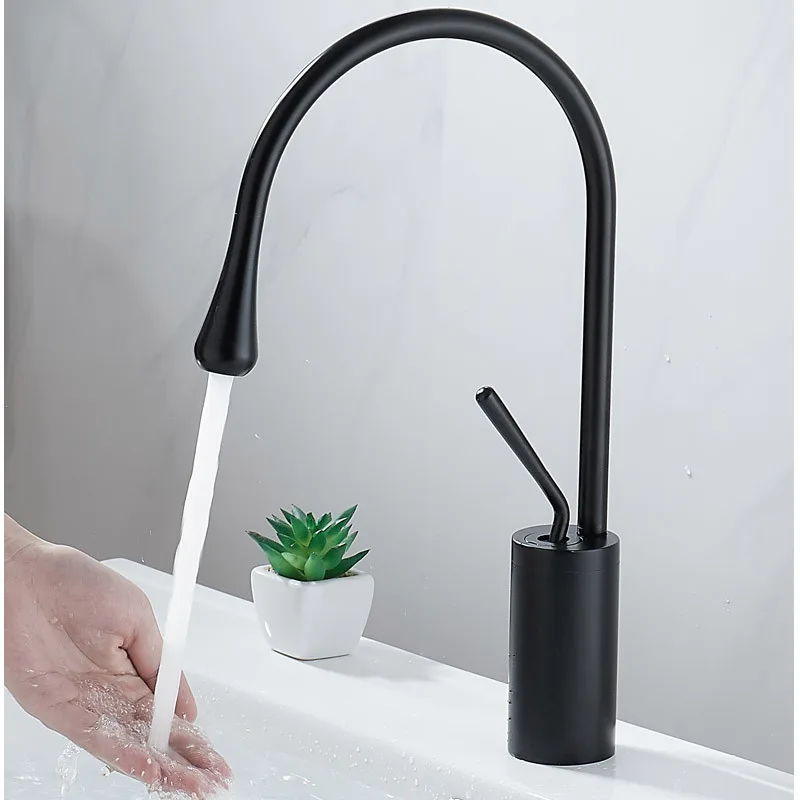 Modern Rose Gold Single Hole Single Handle  Ceramic Valve Core Unlacquered Brass Basin Faucet Lavatory Hot and Cold Mixer Taps