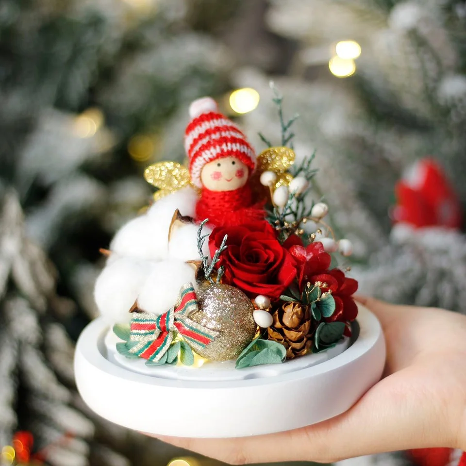 Caja De Regalo De Cúpula De Cristal Para Árbol De Navidad,Conjunto De  Flores Preservadas,Nuevo Diseño,2022 - Buy Cúpula De Cristal Claro Con Base  Creativo Árbol De Navidad Diseño Cubierta De Vidrio Decoración