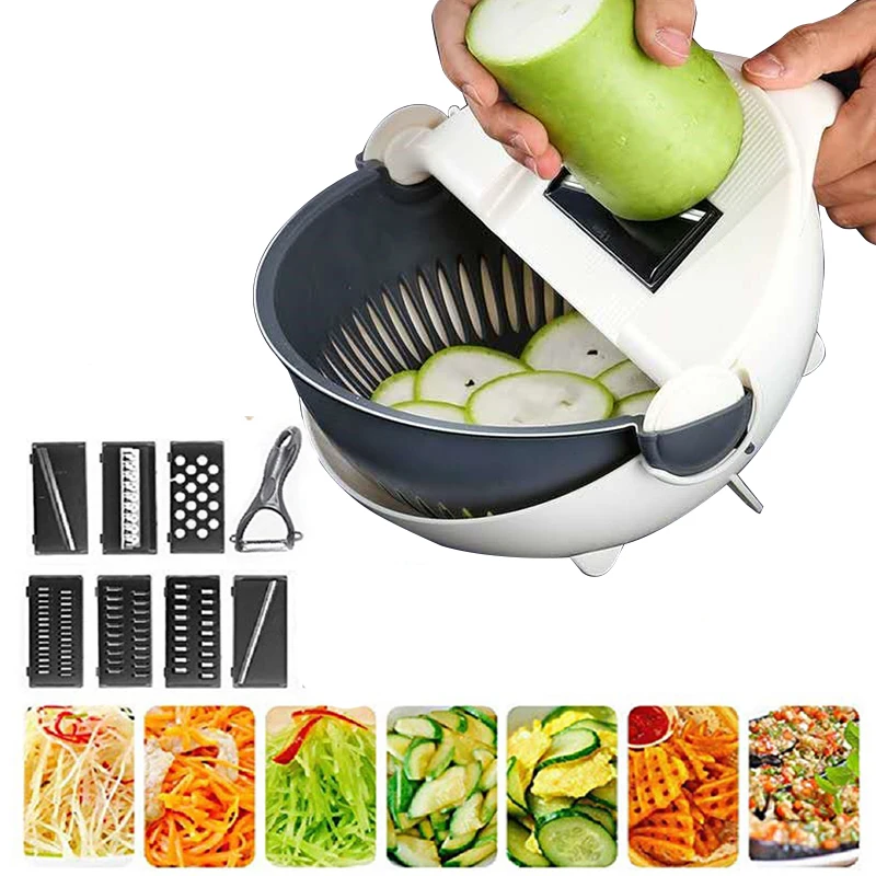 9 in 1 Multifunction Magic Rotate Vegetable Cutter ，Large