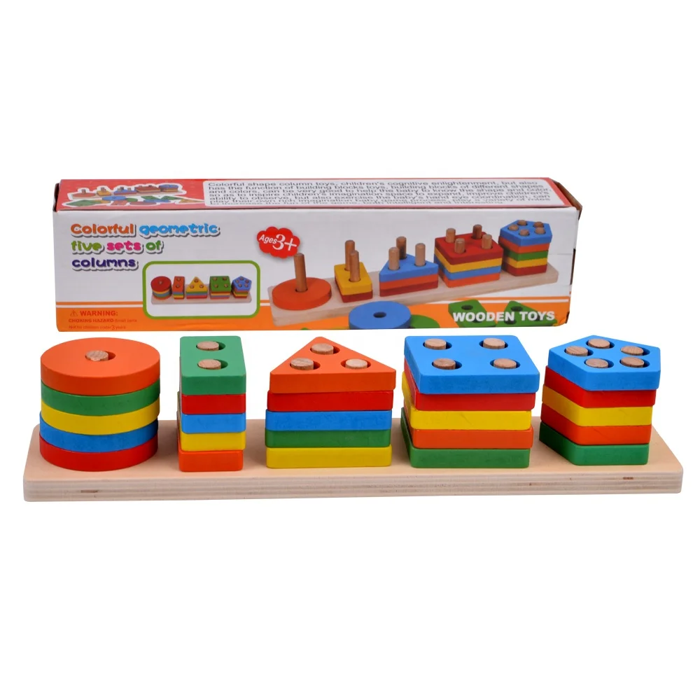 Детские математические развивающие игрушки красочные геометрические наборы колонн для развития математики