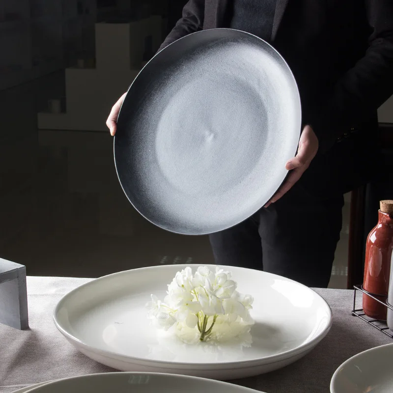 Round Oval Large Plate Cutlery Ceramic Fish Pizza Soup Breakable Wholesale Ceramic Plates Bulk
