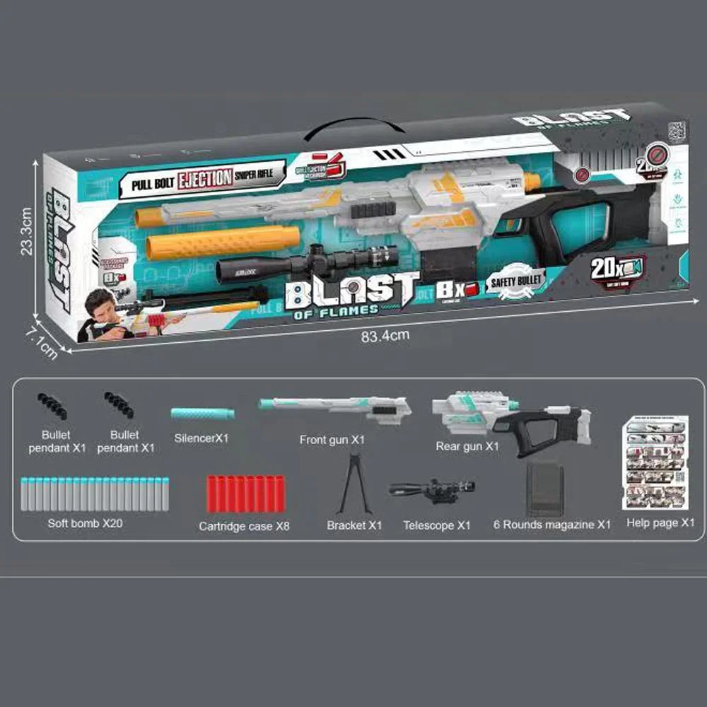 2022 New Toy Gun Manually Loaded  Shooting Game AWM Shell Throwing Soft Bullet Gun