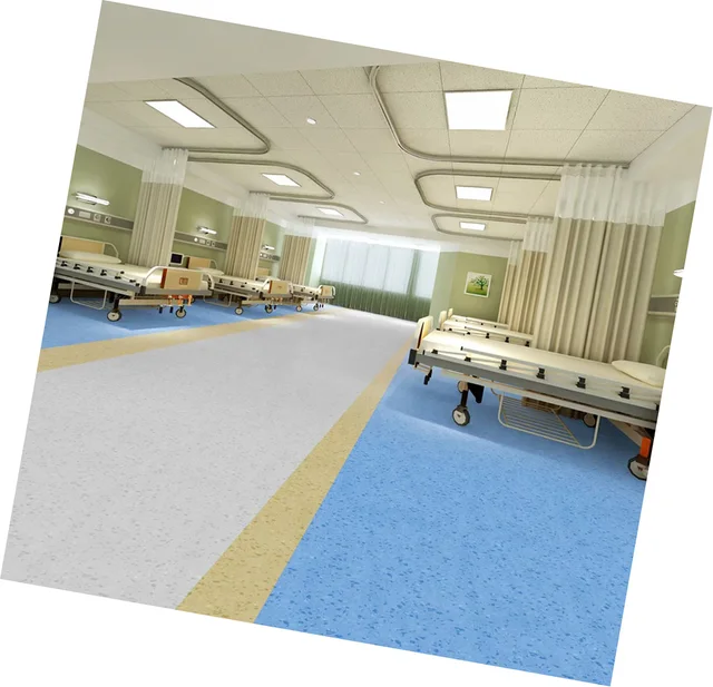 China factory price antibacterial anti iodophor homogeneous pvc vinyl flooring roll for hospital