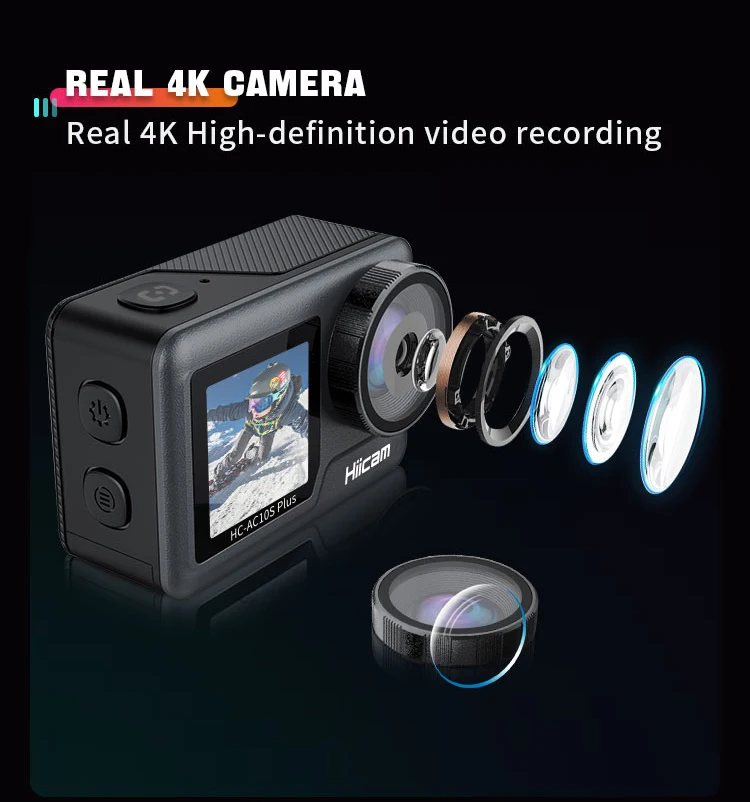 Hiicam Antishake 4k 60fps Video Recording Dual Screen Digital Camera