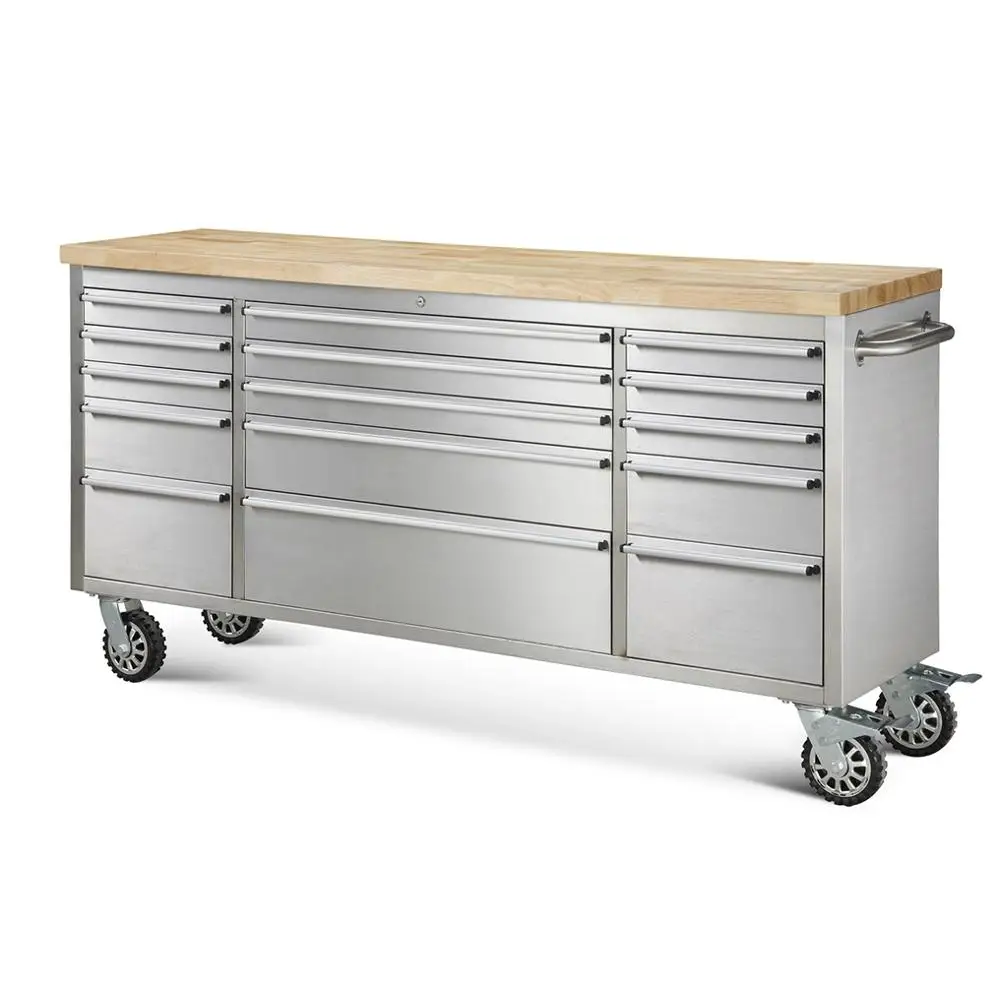 HYXION HTC7215 Rolling 15 Drawers Toolbox US Garage 4 Casters Stainless Steel Tool Storage