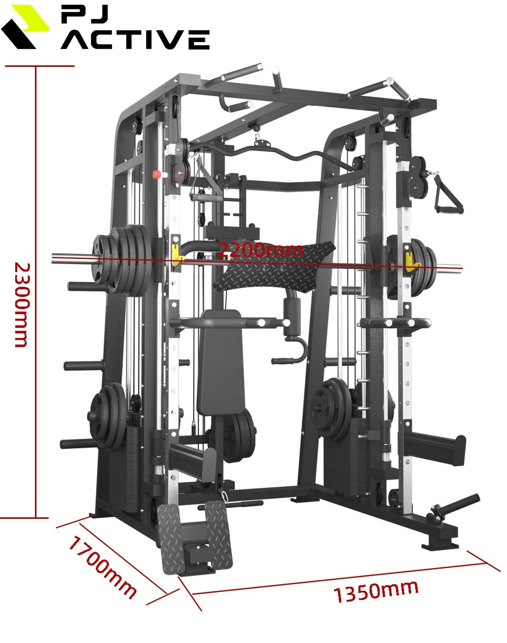 PINJIAN Commercial Comprehensive Fitness Equipment Multifunctional Trainer Bodybuilding Gym Equipment Smith Machine Squat Rack