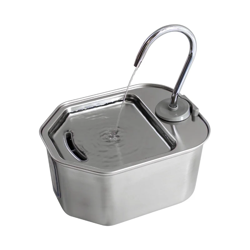 Hexagon Built-in Battery Motion Sensing Stainless Steel Pet Water Drinking Fountain Pet Water Dispenser