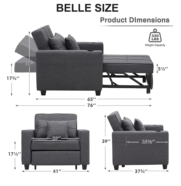 Partner Small Apartment Sofa Cum Bed Single Foldable Bed Chair Sofa Low