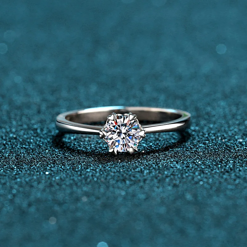 Bague Alliance Solitaire En Argent 925 Avec Moissanite - Taille Ajustable, Neuve Avec étiquettes