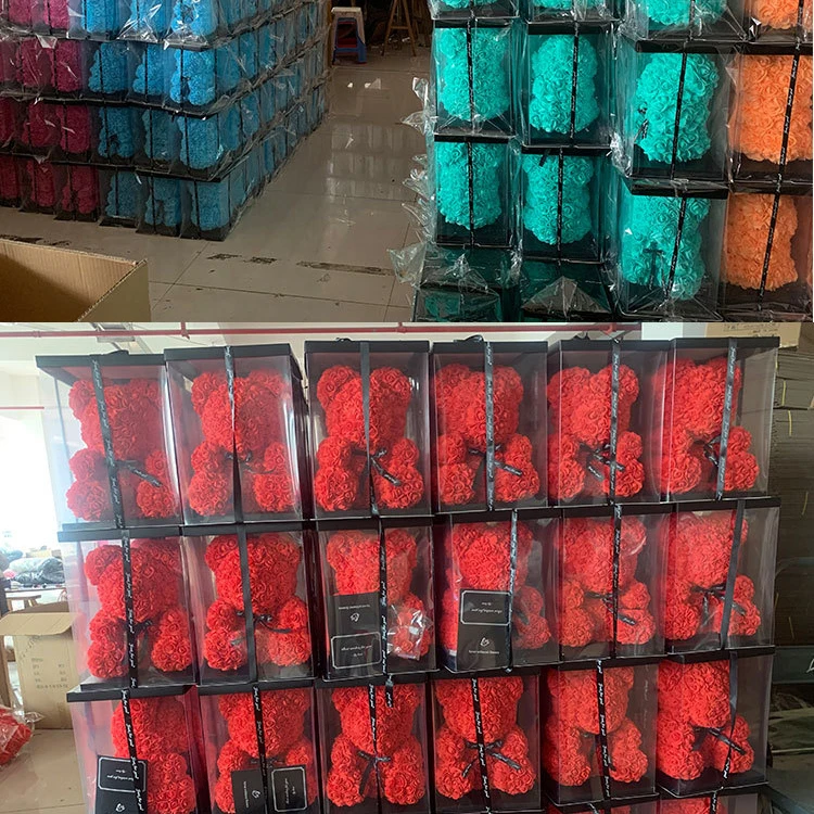 Подарок на день Святого Валентина 2023 пенополистирол пенополиэтилен сохраненный цветок искусственные медведи тедди розы со светодиодной подсветкой сердце Подарочная коробка 25 см 40