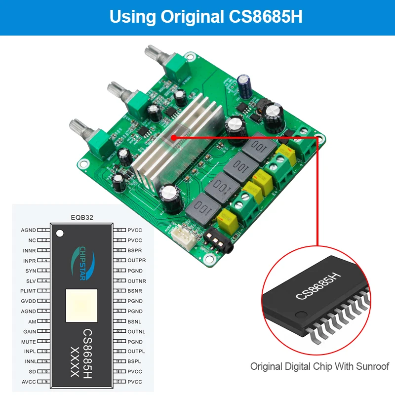 CS8685H Dual Channel Pure Digital Audio Stereo Amplifier PCB Circuit Board Class D 70W X 2 High Power Amplifier Module
