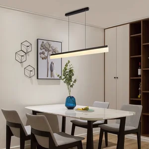 Minimalist LED Strip Lamp with E26 Bulb Base Adjustable Height for Office Bar Restaurant & Hotel Use-Aluminum Chandelier