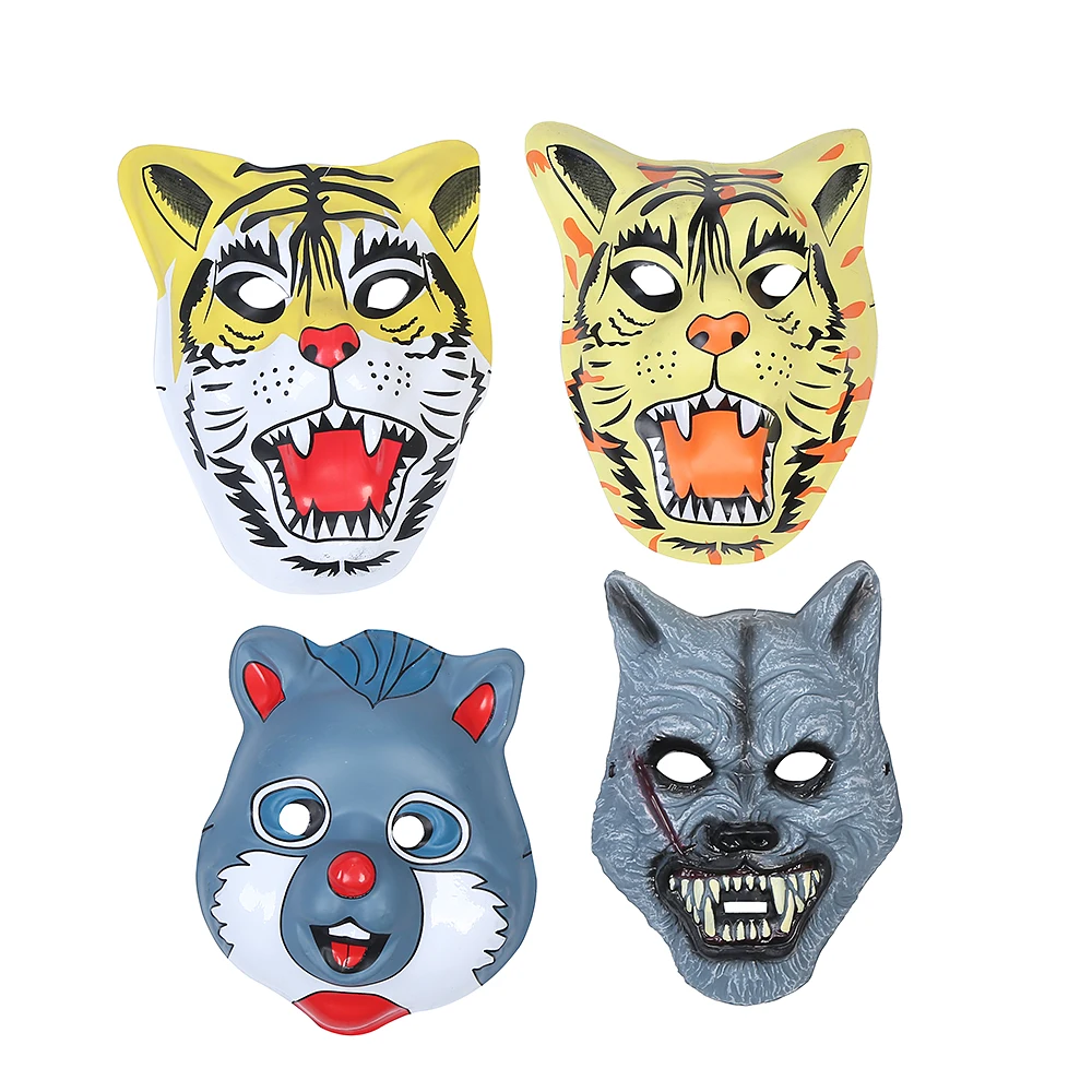 PVC Cartoon Mask Animal Mask Performance Props Cosplay Party Tiger Wolf Lion Leopard Cat Mask