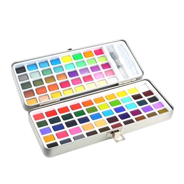 GF Premium 50/72/90/100 Colors Solid Watercolor Paint Set Portable Outdoor Painting Pigment Watercolors Kit for Art Supplies