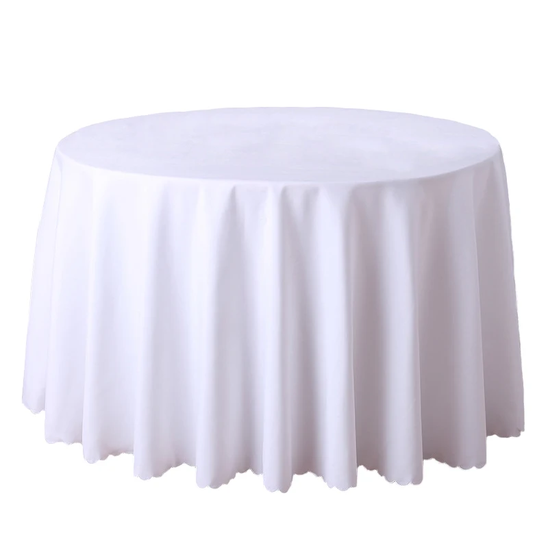 Wholesale Luxury Polyester Cotton Tablecloth Plain Weave Solid White