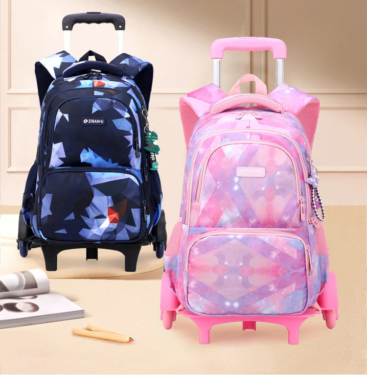 2022 New Waterproof school trolley bag for girls Kids Rolling Backpack with  6wheels high school students luggage Bags baby travel stroller bag | Lazada  PH
