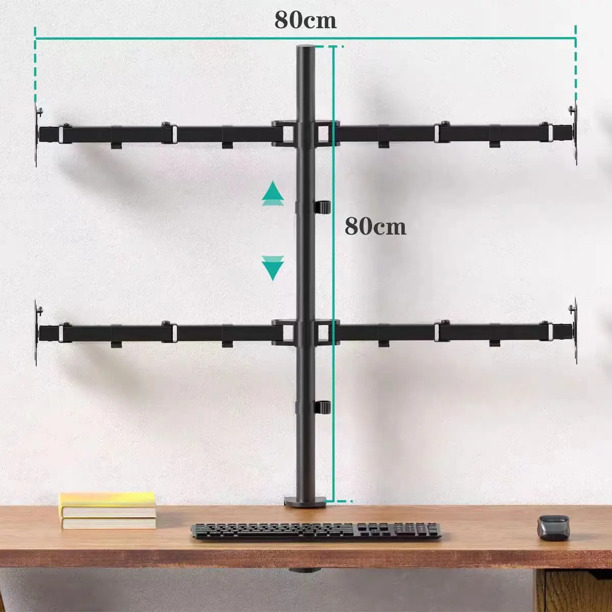 Heavy Duty 4 Monitor Stand for 13 to 32 Inch Screens Quad Desk Mount with 90 Degree Tilt in Stock