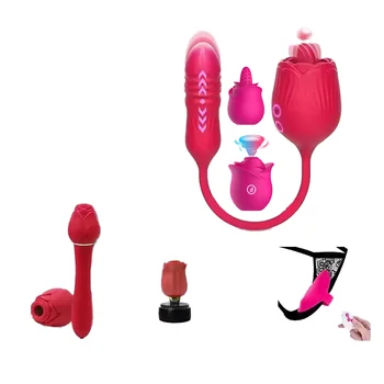 Adult Royal Rose 12-Speed G-Spot Vibrator Flower Sex Toy Vibe with Sucking Dildo Feature Royal Rose Dildo Toy