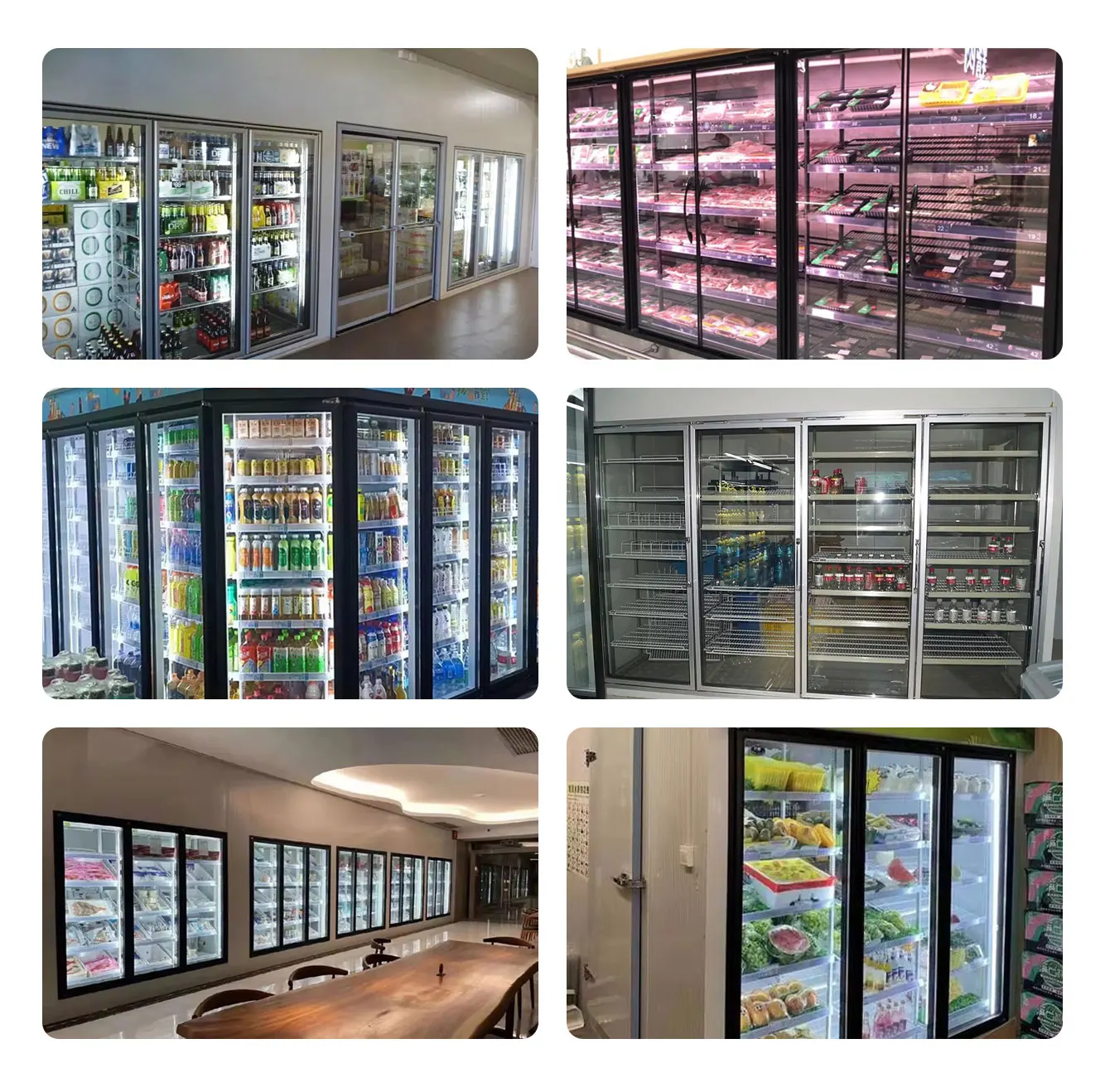 Supermarket Walk-in Freezer Cold Room Display Cooler with Glass Door ...