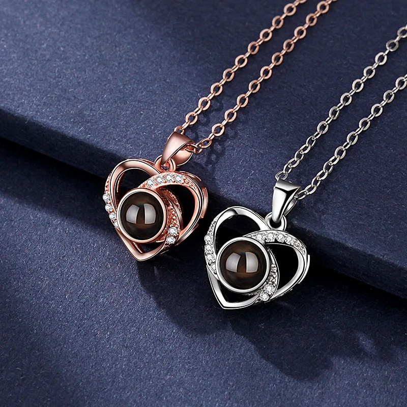 100 Languages 'I Love You' Necklace - Rose Gold & Silver