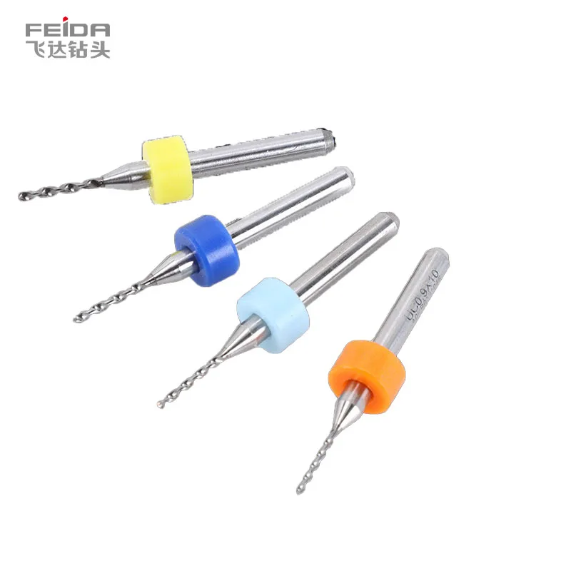 Feida 10pcs/Set 0.1-3.0mm Tungsten Steel Carbide Twist Drill Bits PCB Drilling 38mm Total Length Paint Finish ODM/OEM