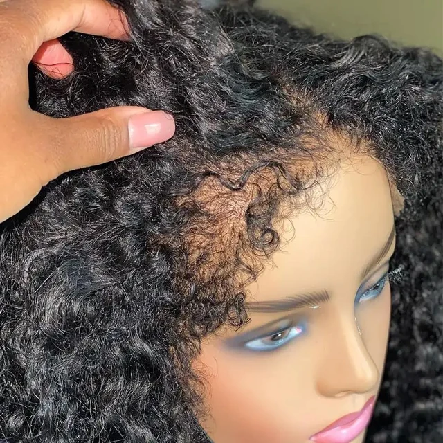 QMISS New Launched Type 4C Textured Hairline Wigs With Kinky Baby Hair Ventilated Natural Edges Human Hair HD Lace Front Wigs