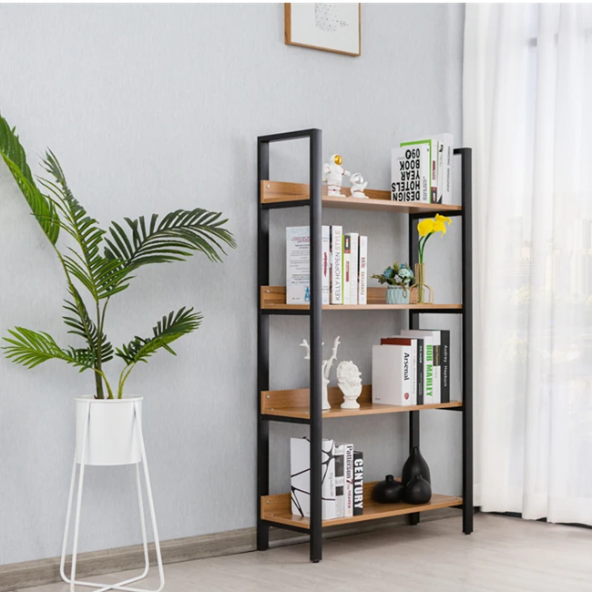 Rustic Bookcase Standing Storage Shelf Industrial 5 Shelf Bookcase Metal