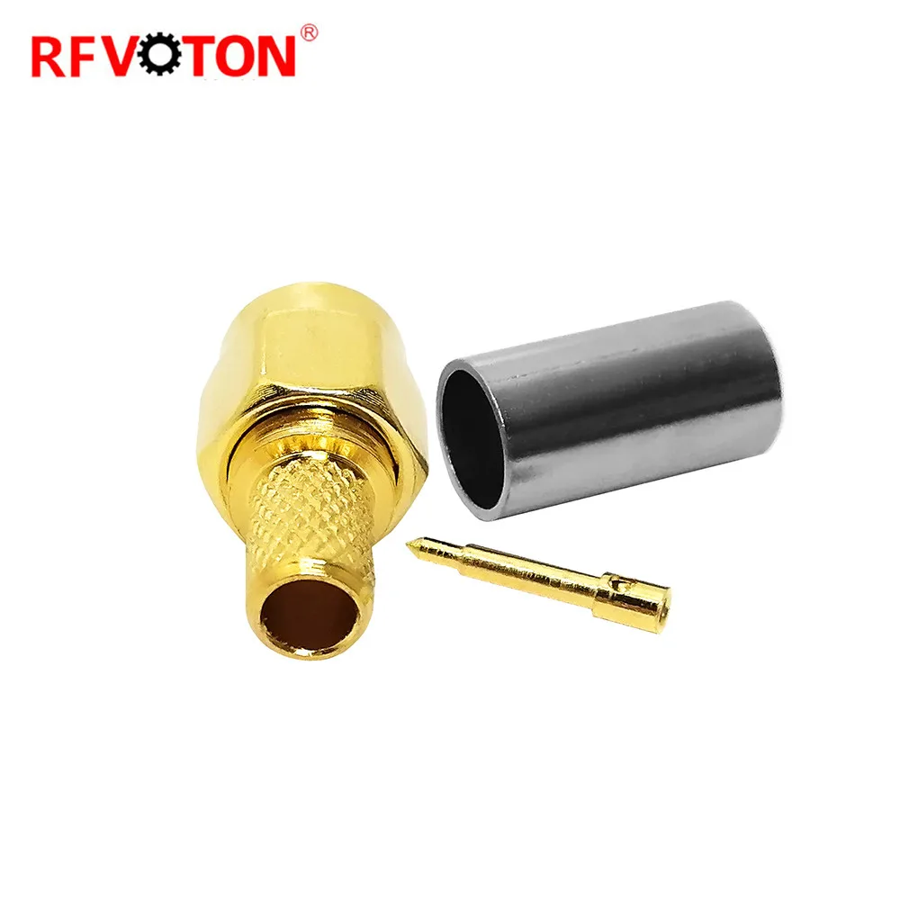 Factory price SMA male plug Connector Gold Plated Crimp Sma LMR195 Coaxial Cable LMR200 Male manufacture