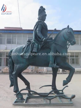 アンティーク等身大ブロンズローマ兵士彫刻ナポレオン乗馬馬像